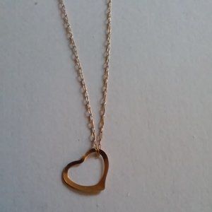 Tiny Gold Heart Necklace Hangs 8" Heart is 3/8"